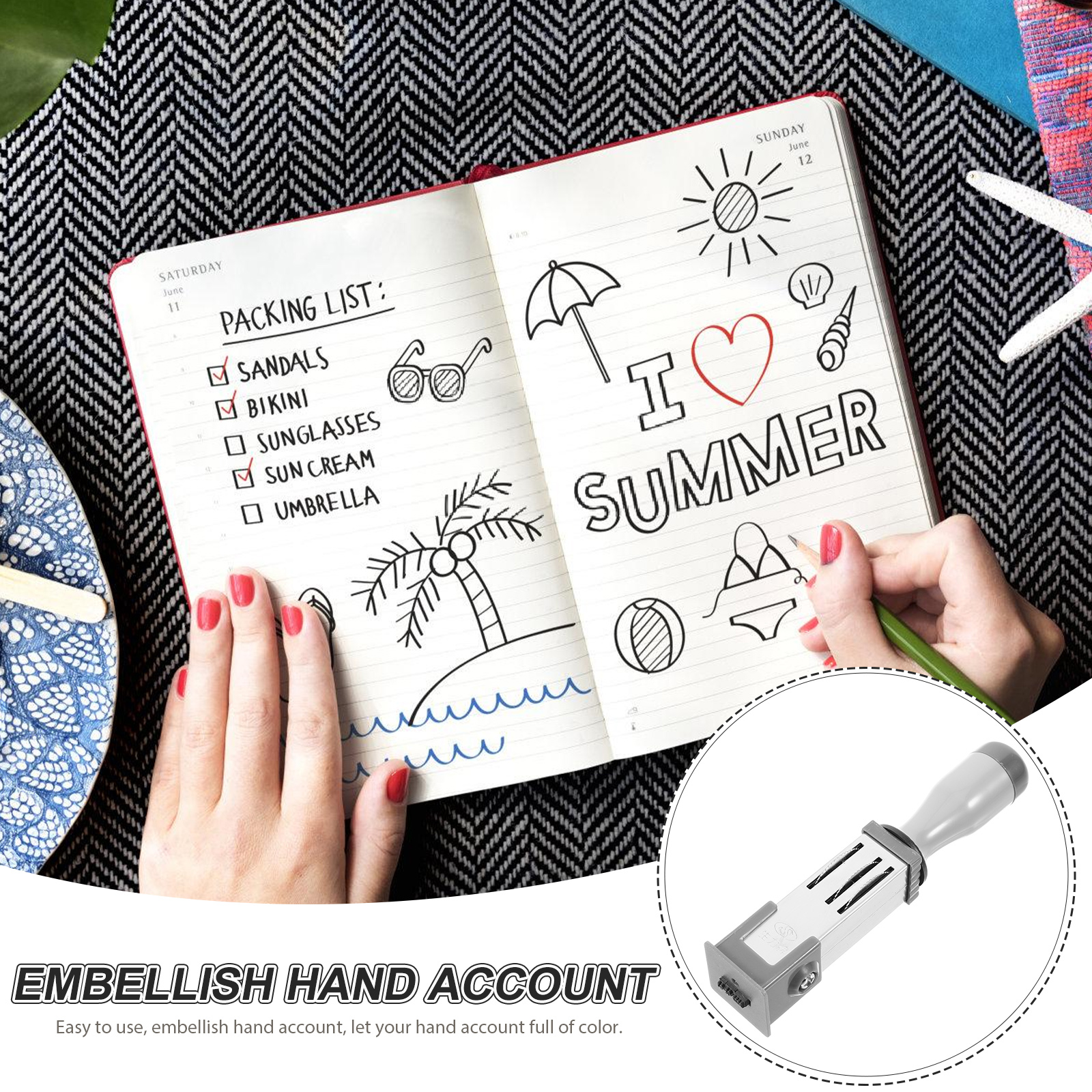 Date Stamp Material Stamper Handheld Office Day Number Daily Use Pp Handle Time