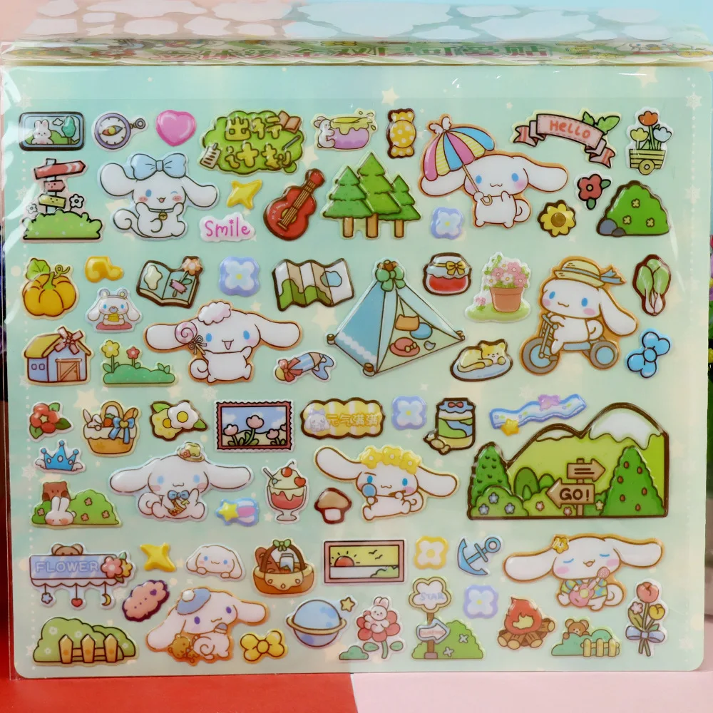 Sanrio Cartoon Dubbellaags 3D Kuromi Melody Home Stickers Grote Bubble Stickers