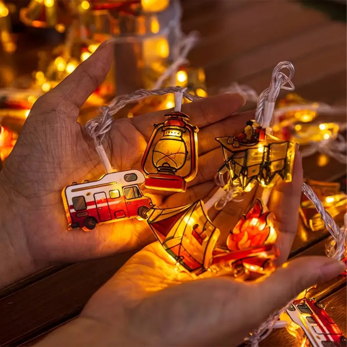 1pc LED Camping Muster Lichterketten Camping Form Atmosphäre Dekorative Fee Lampe Für Outdoor Camping Haus Garten Hof Dekor