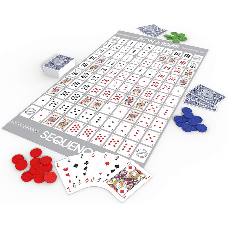 Jogo de tabuleiro Sequence Luxury Edition para 2 a 8 jogadores – Um jogo de festa familiar premium com jogos de cartas inteligentes e quebra-cabeça Gomoku
