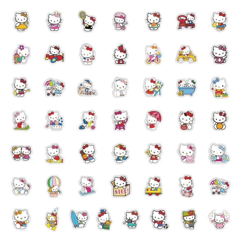 50/100Pcs Hello Kitty การ์ตูนสติกเกอร์สาวสําหรับแล็ปท็อปไดอารี่สมุดภาพเครื่องเขียนสติกเกอร์ตกแต่งรถของเล่นเด็ก