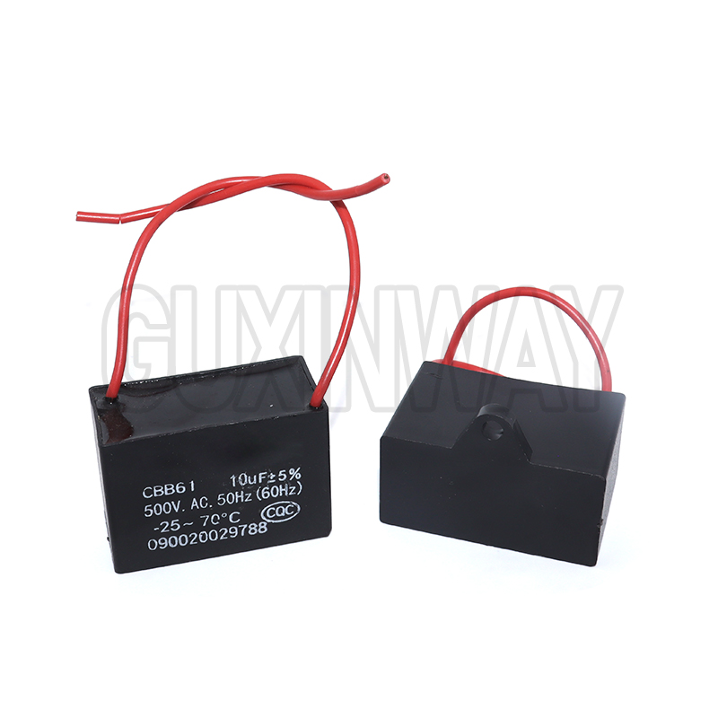 Condensador de ventilador CBB61 450V 1UF 1,2 UF 1,5 UF 2 UF 2,5 UF 3 UF 4 UF 5 UF 6 UF10 UF Motor de ventilador de techo condensador rectangular CBB61