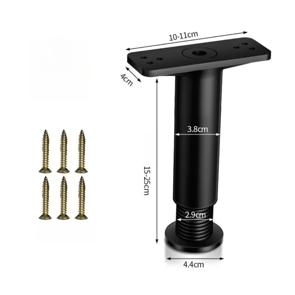4 PCS with Wider Base Bed Frame Center Support Legs Height from 5.9" to 9.84" Reinforcement Kit Metal Feet Replacement Black