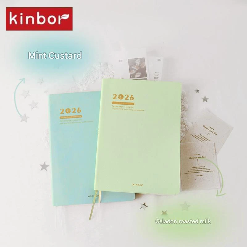 NEW 2026 Kinbor A5 Timeline Planner Notepad,52g Bachuan Paper Pure Color A Week 2Page Efficiency Schedule Book Minimalist Design