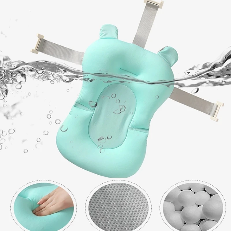 Almohadilla para bañera de bebé, soporte de baño Ajustable, alfombrilla para asiento, cojín de ducha, asiento de baño plegable para bebé recién nacido, almohadilla de agua de seguridad flotante