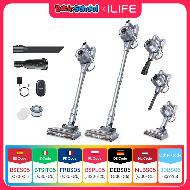 ILIFE H80 Robot aspirapolvere portatile senza fili, ventosa 21kPa 1,2 litri, tempo 40 minuti, illuminazione a LED, batteria rimovibile