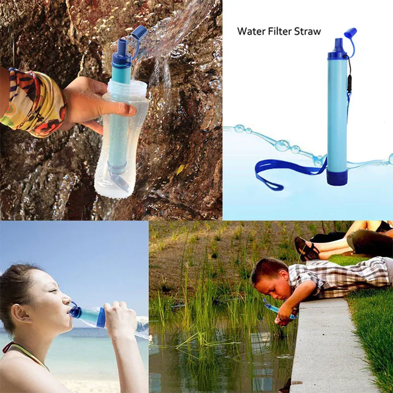 Outdoor Mini Wasserfilter Stroh Camping Reinigung Tragbarer Wanderwasserreiniger für Überleben oder Notfallbedarf
