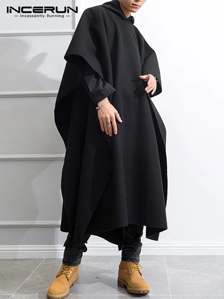 Männer Lose Schwarze Mäntel INCERUN Mode Unregelmäßigen Mit Kapuze Mantel Herbst Winter Männlichen Langarm Graben Retro Outwear Jacken S-5XL