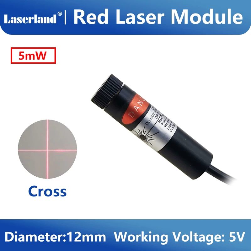 1255 5Mw 10Mw 50Mw Tóc Dây Chuyền Chữ Thập Đỏ Laser Diode Module 650nm In/Máy Định Vị 5V