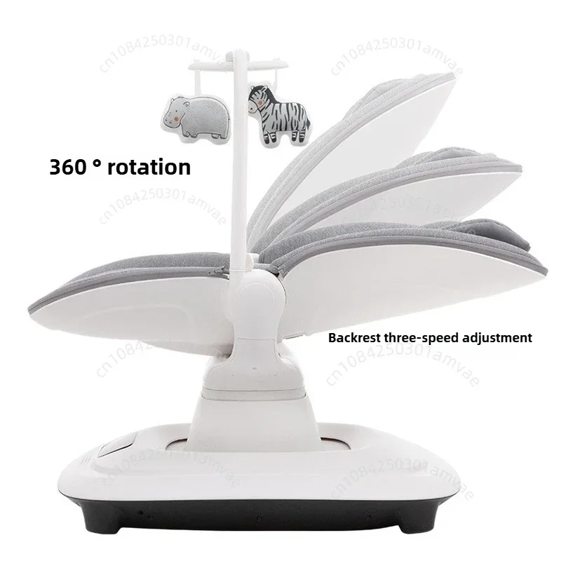 Elektrische baby rustgevende stoel Luxe babyschommelstoel Aansluitbaar met APP 360 °   Draaibare babyschommelstoel Verstelbare rugleuning