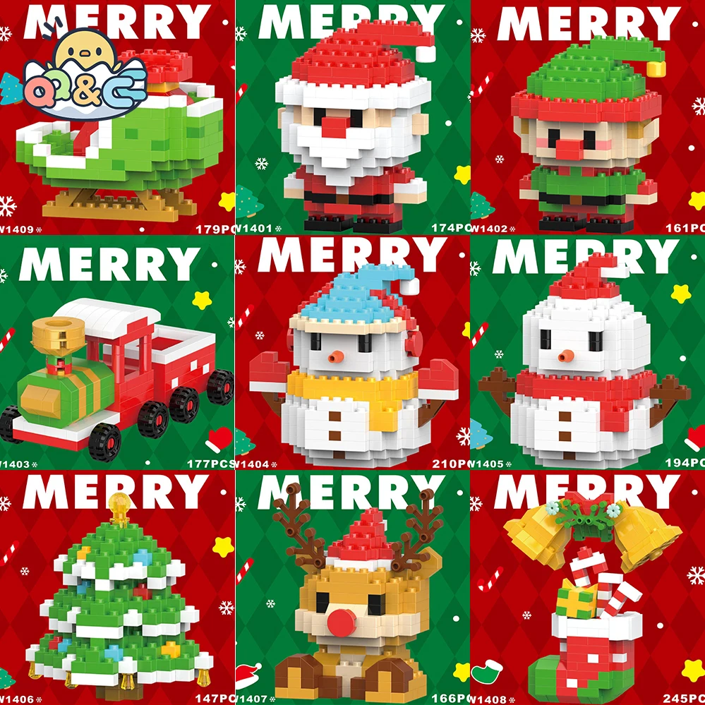 Bloco de construção de natal série papai noel rena quebra-cabeça montagem tijolos decoração de mesa brinquedos infantis para o presente de natal do miúdo