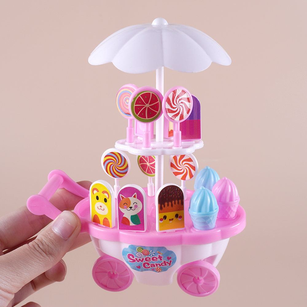 アイスクリームトラックシミュレーションミニチュアシーンディスプレイ女の子、赤ちゃんのベッド、デザート、二段ベッド、バスルーム、キッチンおもちゃ、1:12ドールハウス