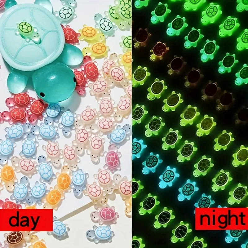 50/100Pcs Mini Luminous Turtle Eight Color Decorative Bead Decoration DIY Accessories Resin Accessories Handmade DIY Decoration