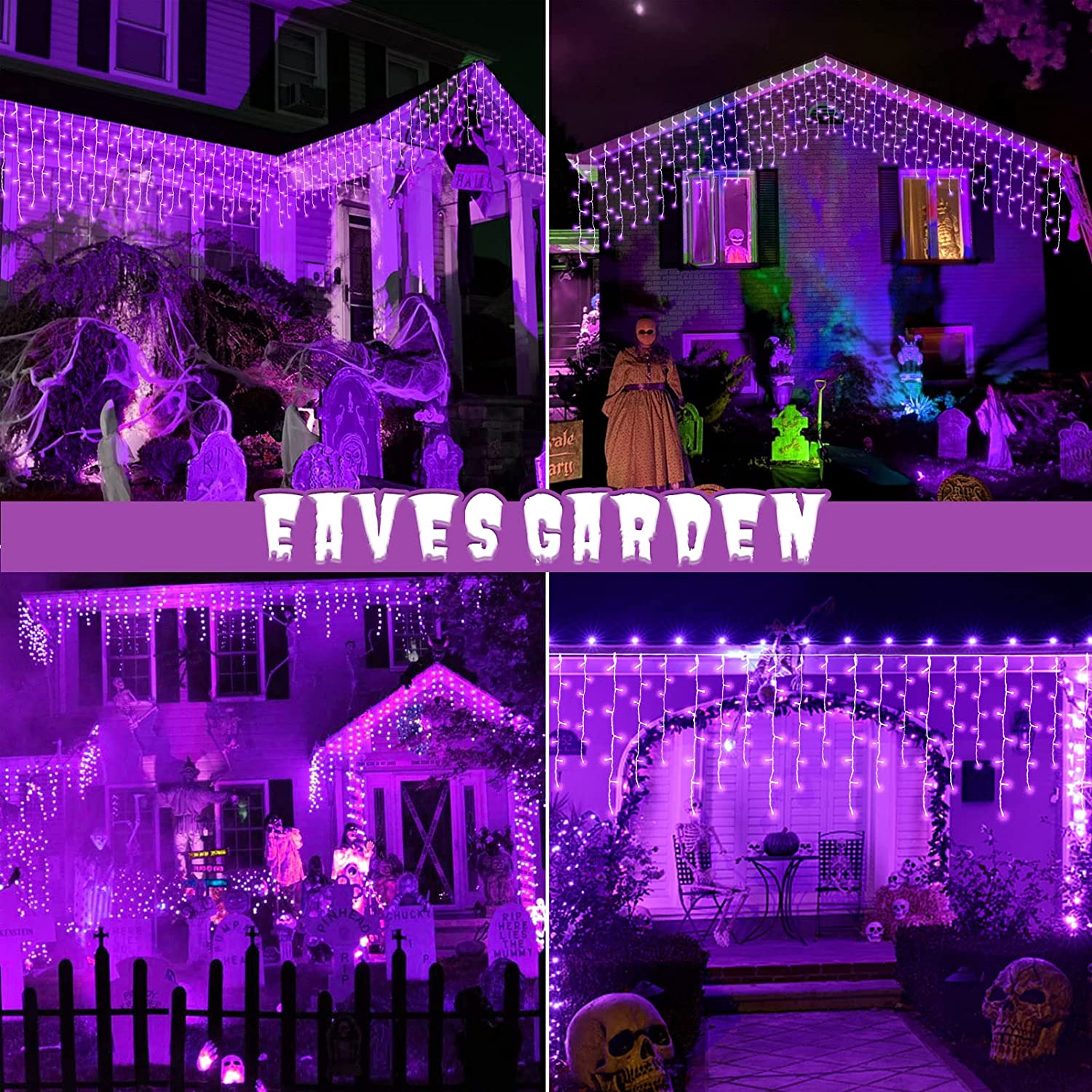 Luces LED de Navidad con forma de carámbanos para colgar en exteriores, cortina de luces de hadas para techo, 4M x 0,4/0,5/0,6 M, para decoración de Navidad/Año Nuevo/boda