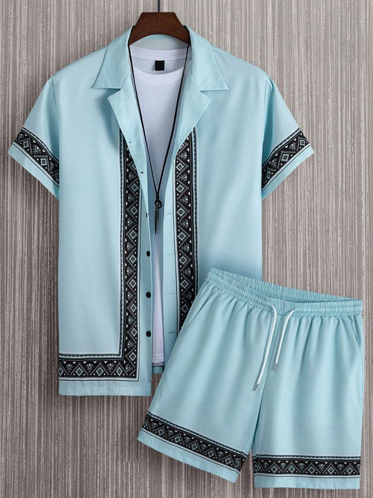 Ensemble chemise d'été pour hommes, chemise et short imprimés en 3D, mode décontractée, frais, Simple, chemise hawaïenne à revers