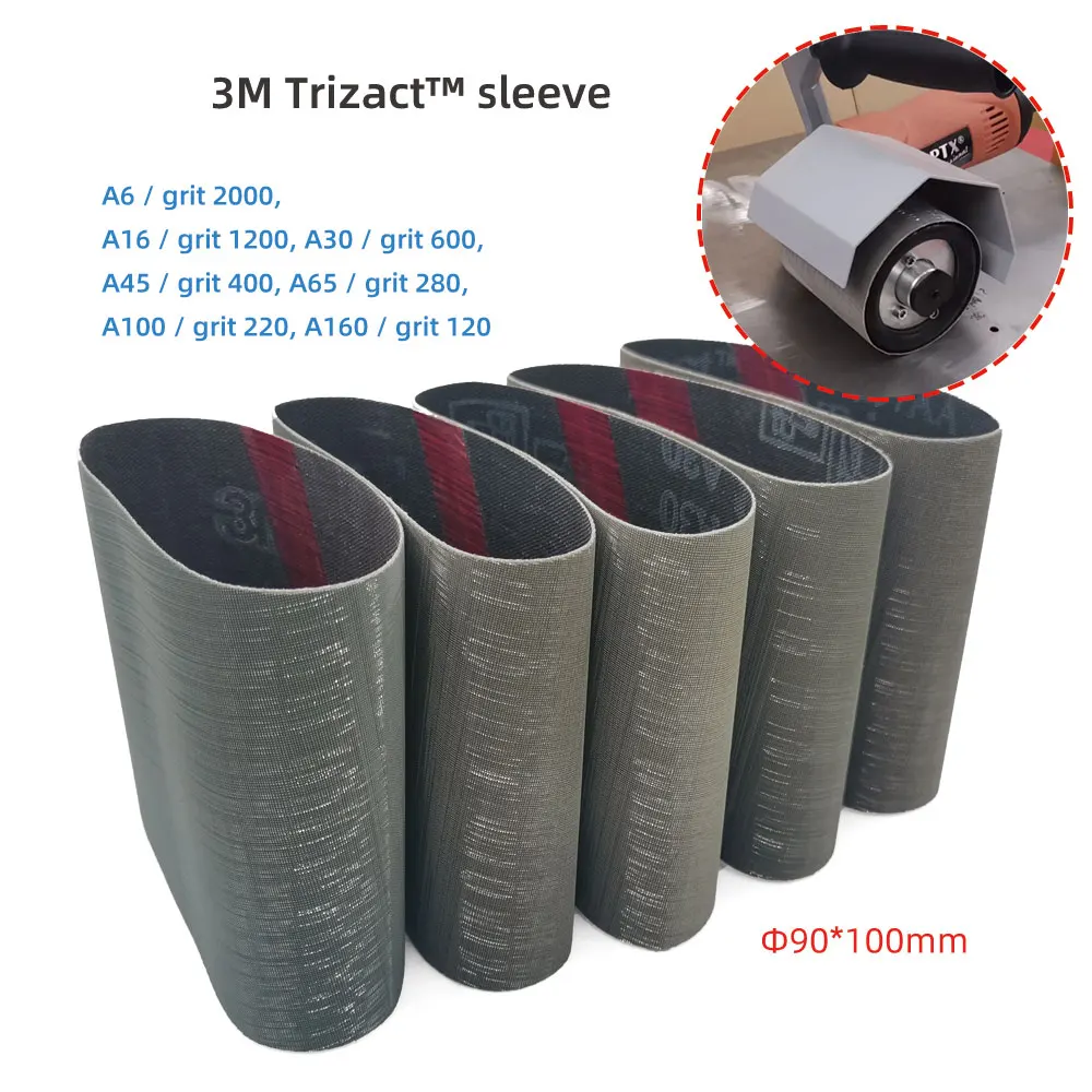 5PCS 100*283MM 237AA 3M Trizact Sleeves Sanding Belt For Metal Abrasive Band Grinder Sleeves In Connection With Expansion Roller