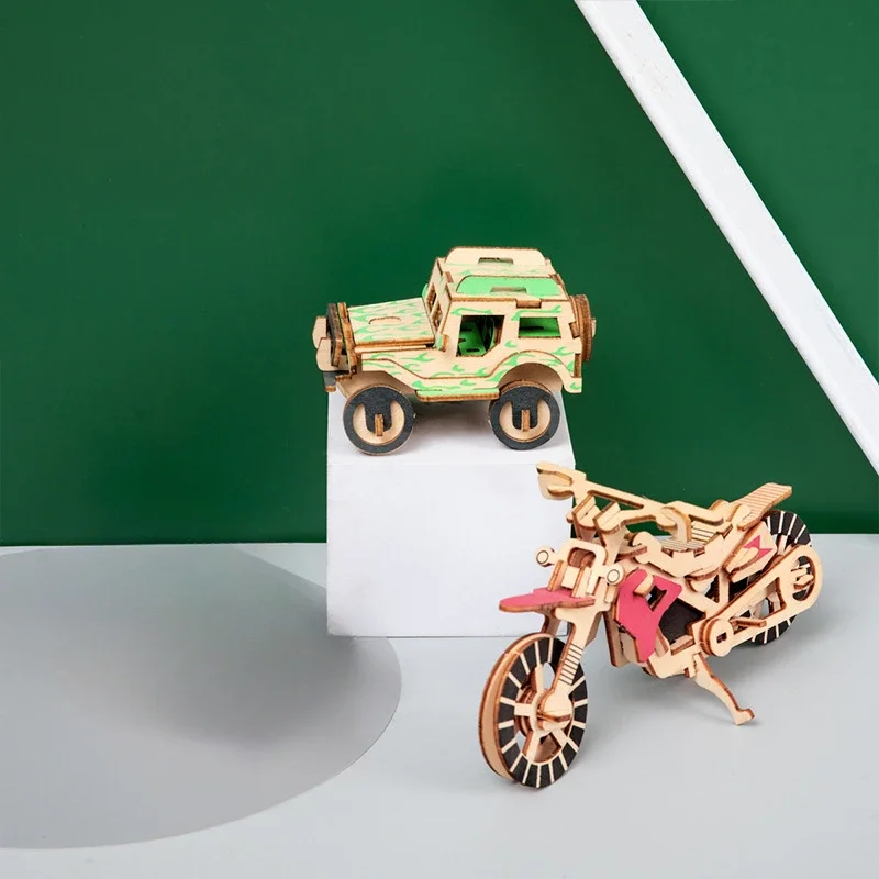 3D จิ๊กซอว์ปริศนาเกม Handmade ไม้ประกอบรถ Series Windmill เด็ก DIY การศึกษาของเล่นเด็กปฐมวัยของขวัญ