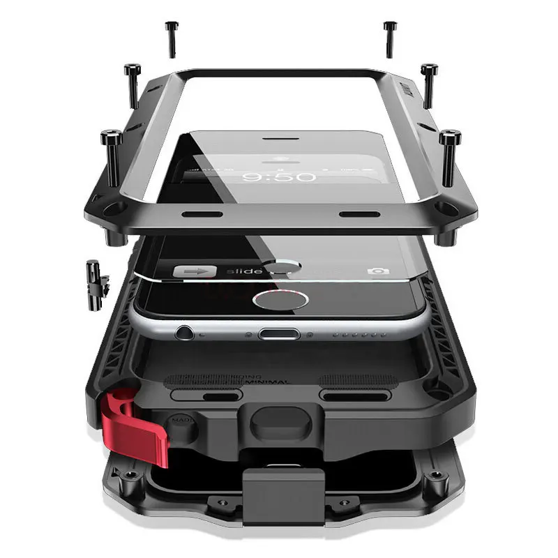 Защитный чехол Armor Heavy Duty для iPhone 7 8 Plus XR X Xs 11 12 13 Pro Max 14 15 Plus SE SE2 360 Металлический противоударный чехол с баком