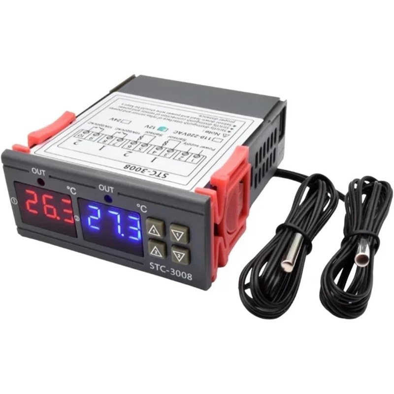 STC3008 Dual Digital Temperature Controller Two Relay Output 12V 220V Thermoregulator Thermostat With Heater Cooler STC-3008