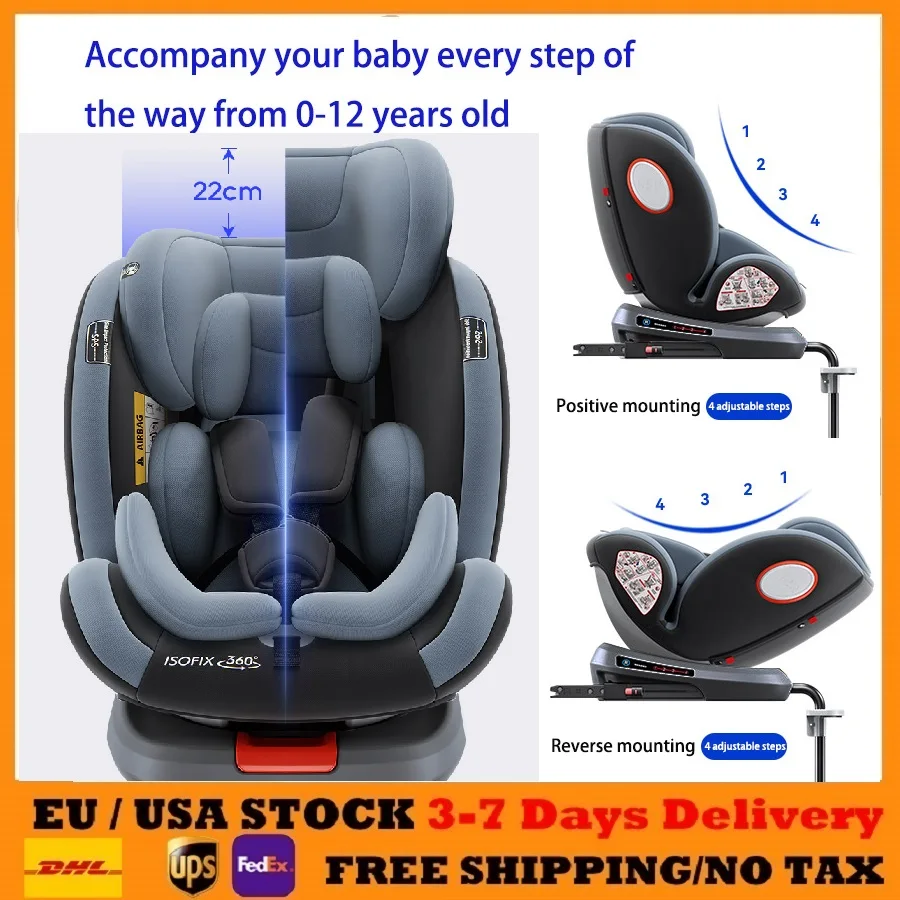 Assentos de carro para bebês, segurança infantil, assento de carro ece r129 com isofix para 0-12 anos, assento de carro infantil conversível 360 °   Girevole