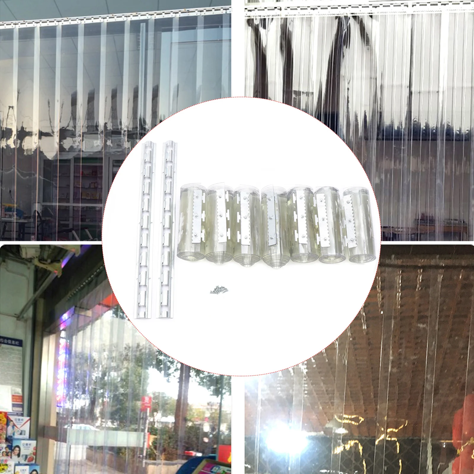 7x strisce per porte in vinile per tende a strisce in PVC per tende per porte in vinile 7 strisce per veranda/balcone
