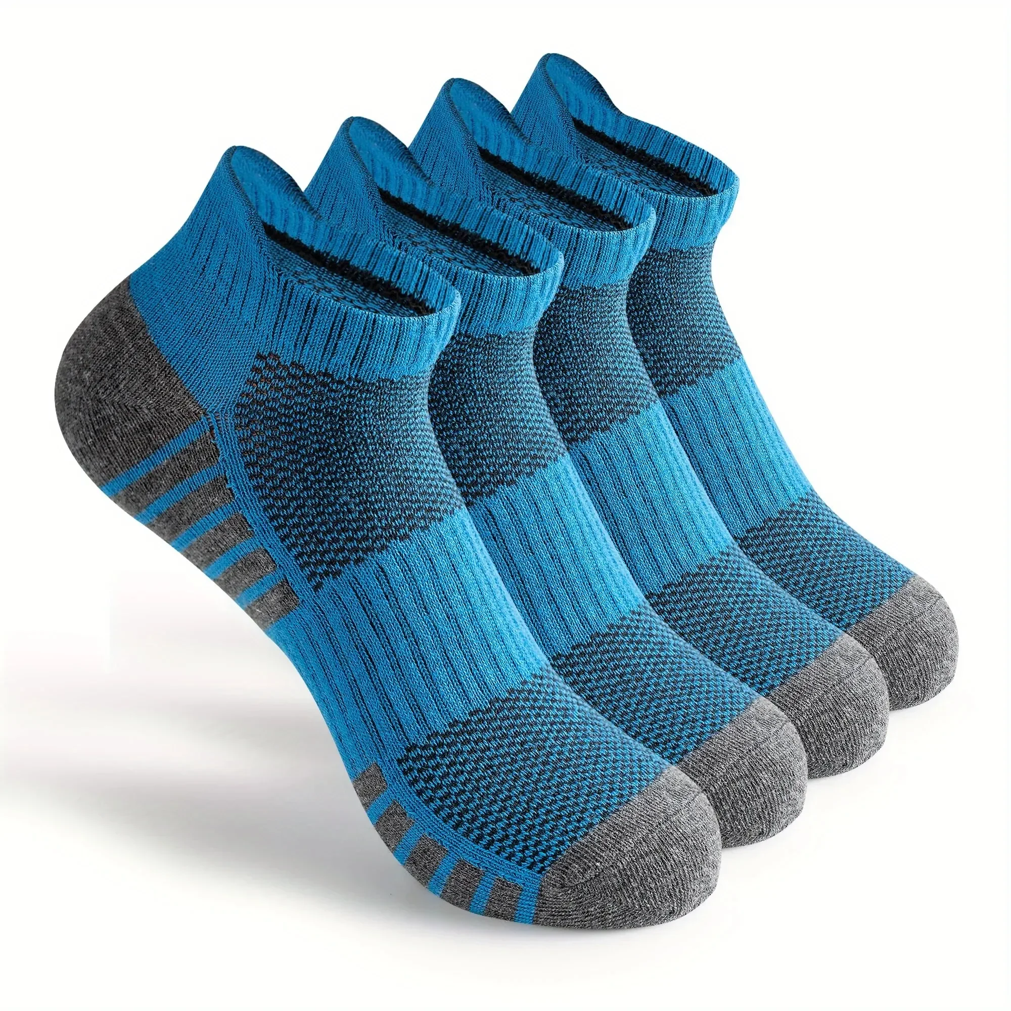 4 pares de calcetines invisibles atléticos transpirables informales que absorben la humedad para hombre calcetines a rayas con suela de cuello deportivo de alta calidad