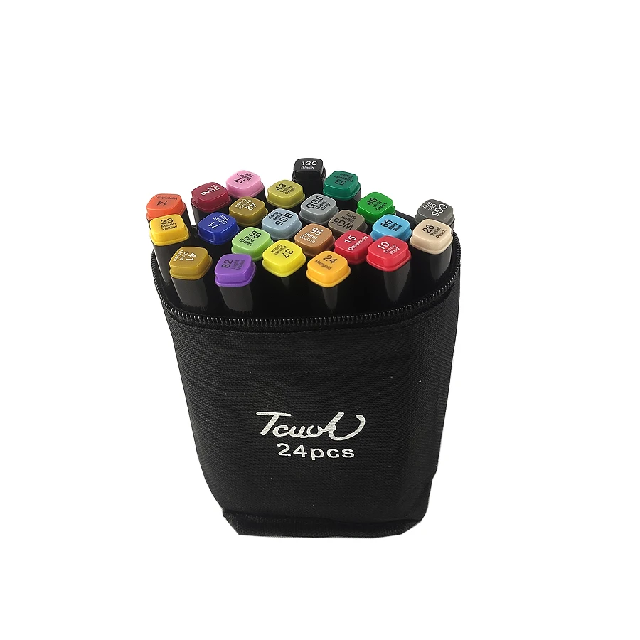 Pennarelli ad alcool, pennarelli artistici permanenti con doppia punta a pennello 24-80, pennarello da colorare per carte da pittura con libri, regalo di Natale per bambini