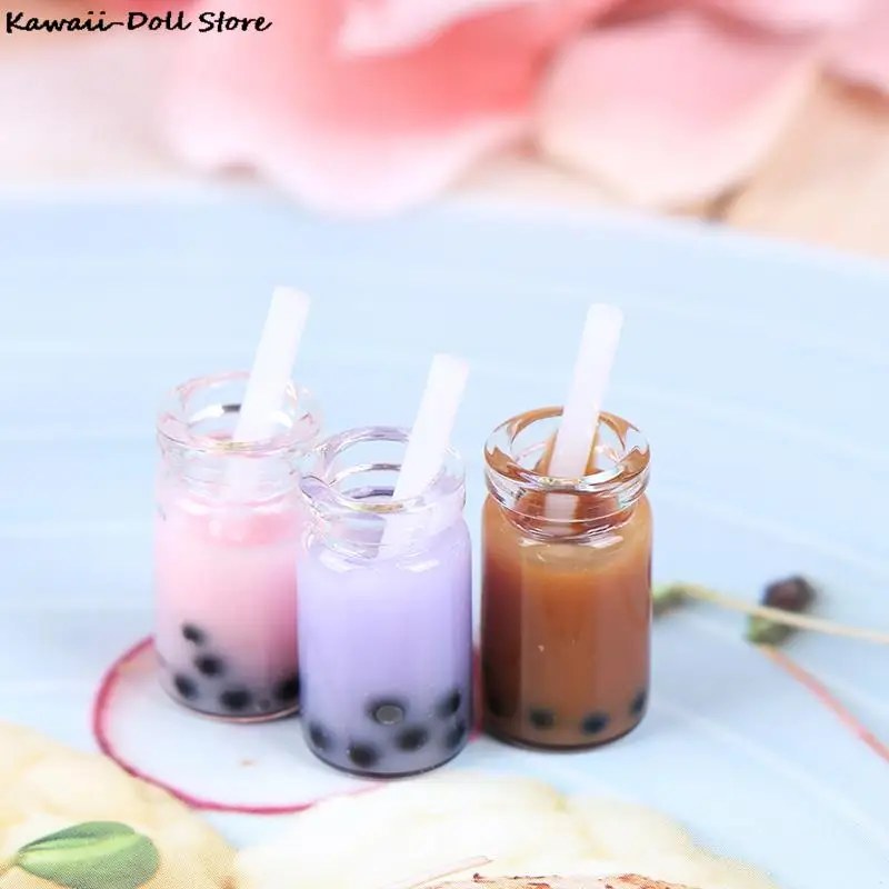3 Chiếc 1:12 Nhà Búp Bê Mini Sáng Tạo Sữa Trà Kem Đồ Uống Chai Mẫu Búp Bê Thực Phẩm Nhà Bếp