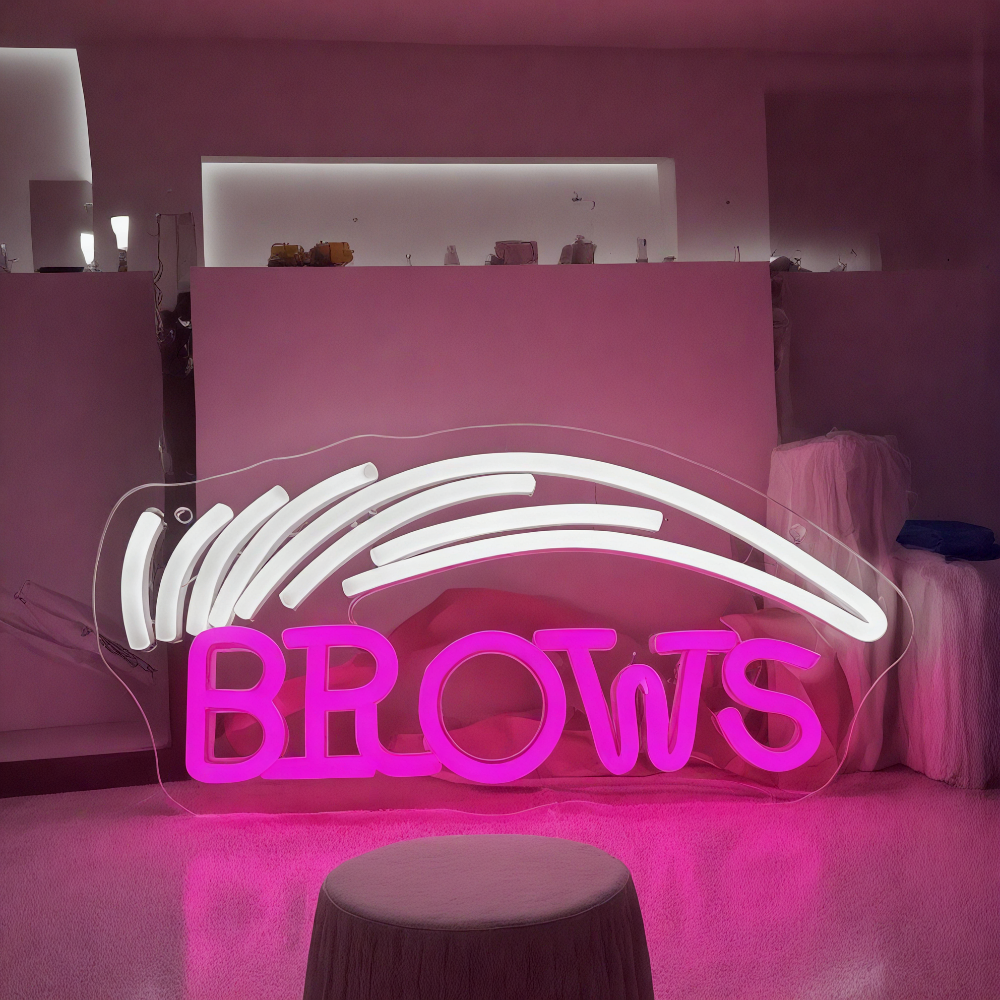 Brows Neon Signs Light Eyebrow Neon Signs Beauty Salon LED Light up Sign Eyebrow Tattoo Light up Sign Wall Art Decoration Neon