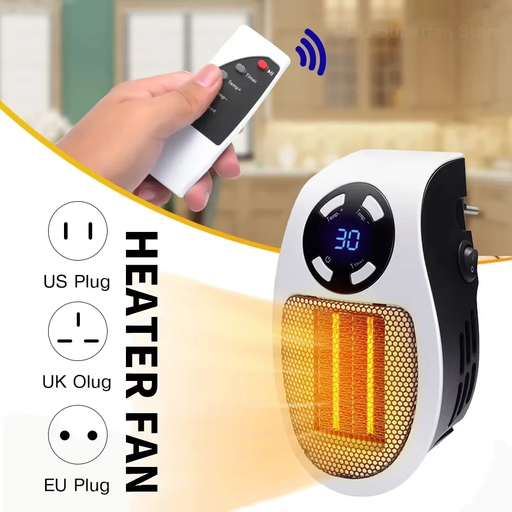 Riscaldatore portatile da 500W riscaldatore elettrico Plug in Wall Room Heater elettrodomestico riscaldamento stufa Mini radiatore macchina più calda a distanza