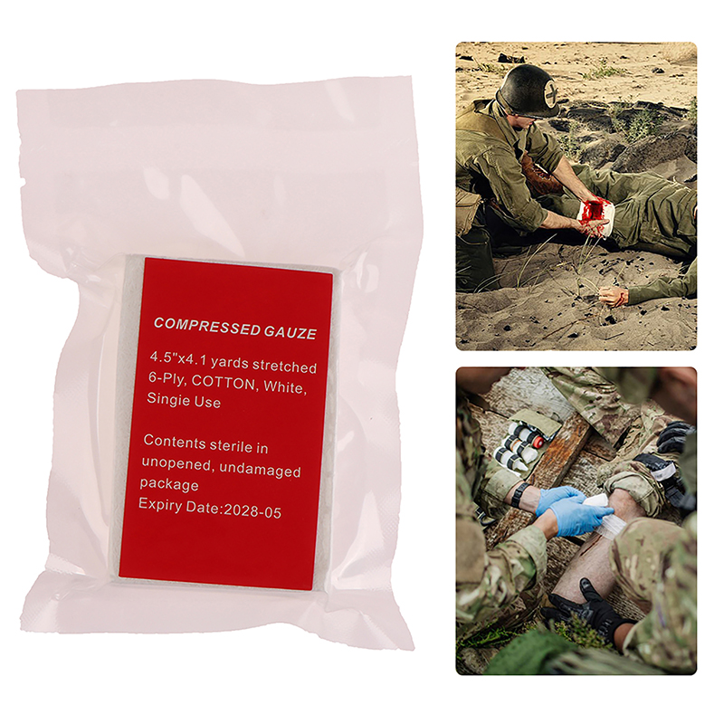 Kaolin-Gaze-Kampf, blutstillendes Notfall-Trauma, löslich für taktisches militärisches Erste-Hilfe-Set, medizinischer Wundverband
