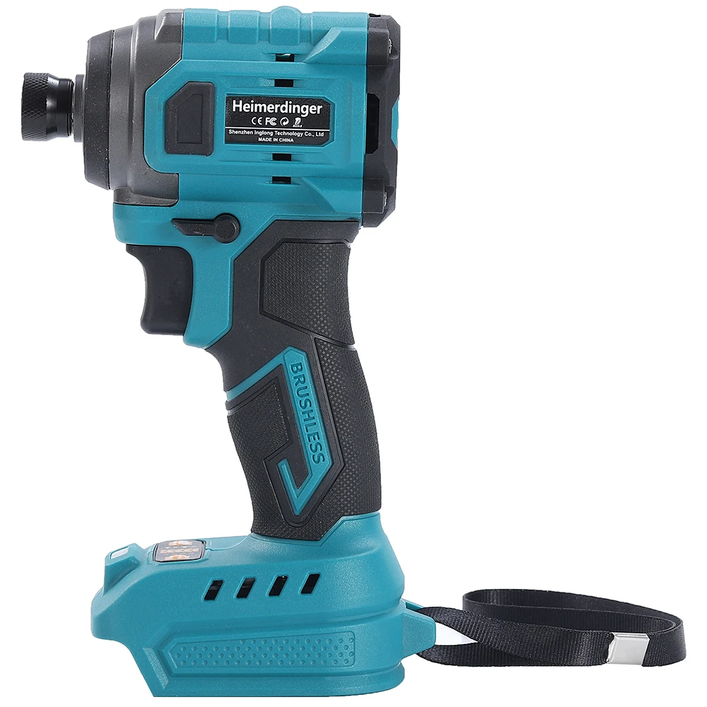 Controlador de impacto inalámbrico sin escobillas Heimerdinger, controlador de impacto hexagonal de 1/4 pulgadas y 6,35mm, alto par de velocidad Variable de 220N.m, sin batería