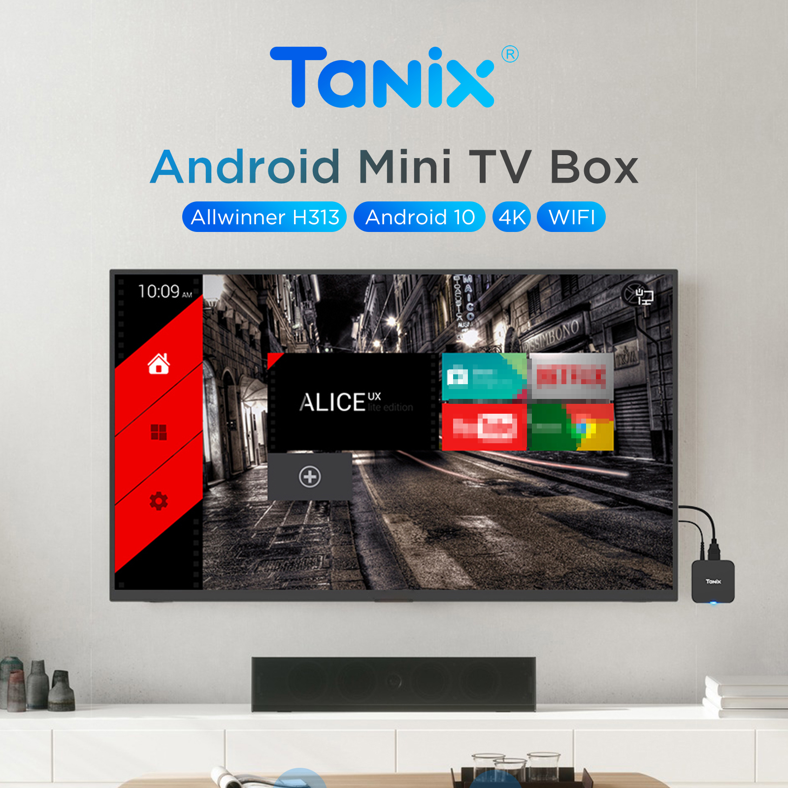 Tanix TX1 Android TV Box Allwinner H313 2.4G Wifi RAM 1GB 2GB ROM 8GB 16GB Power by DC 5V 2A Mini Media Player Smart TV BOX
