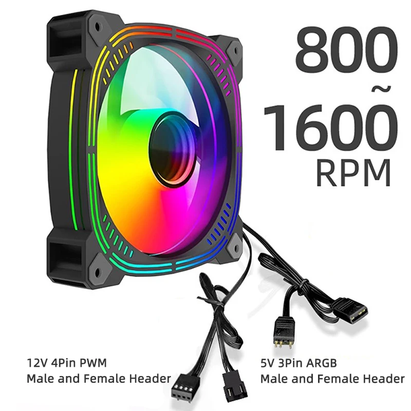 TEUCER Prism-2 1PCS/3PCS ARGB พัดลม,120 มม.PWM 800-1600RPM 5V 3Pin RGB Gaming PC พัดลมระบายความร้อน