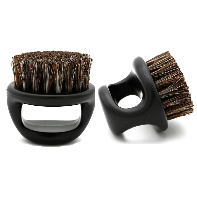 Pro ช่างทําผมแปรงฝุ่น Anti Static Boar Bristle แหวนหวีเครา Salon ผมกวาดแปรงโกนหนวดใบหน้าผู้ชายหนวดแปรง