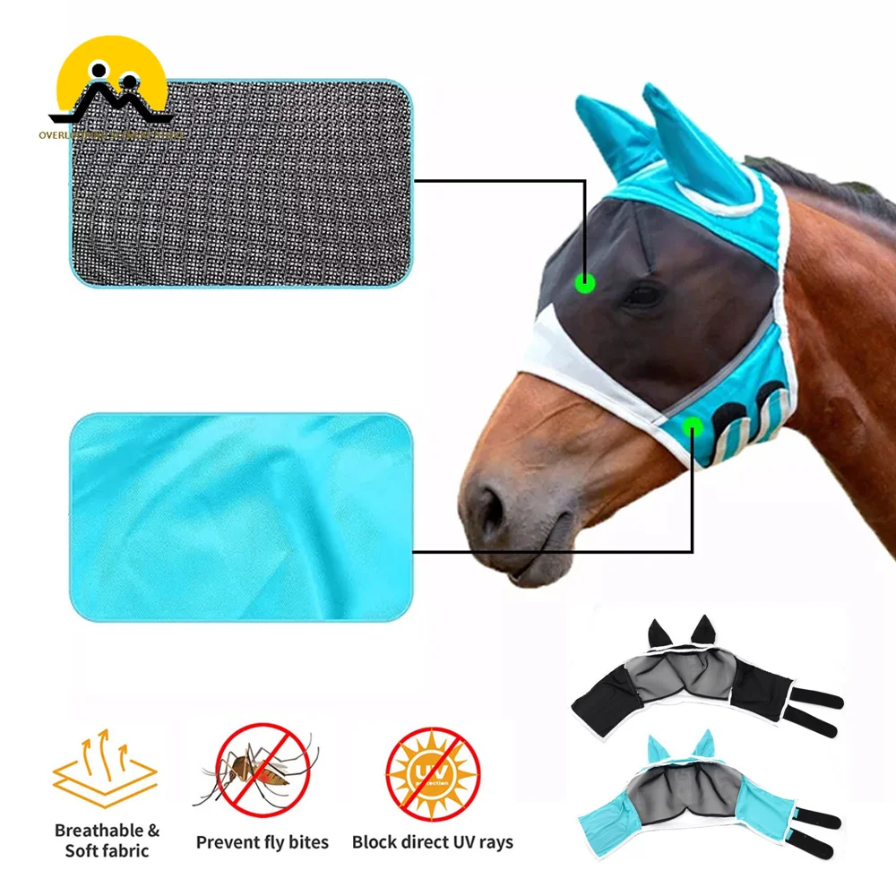 1PC Pferd Fliegen Masken Anti Moskito Elastische Mesh Pferd Gesicht Schilde Waschbar Pferd Kopf Abdeckung Outdoor Reiten Reit Ausrüstung