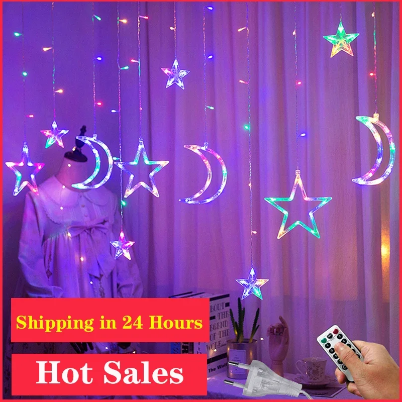 โคมไฟดาว LED ผ้าม่าน Garland Fairy String ไฟตกแต่งคริสต์มาสกลางแจ้งสําหรับวันหยุดงานแต่งงานตกแต่งปีใหม่ 2023
