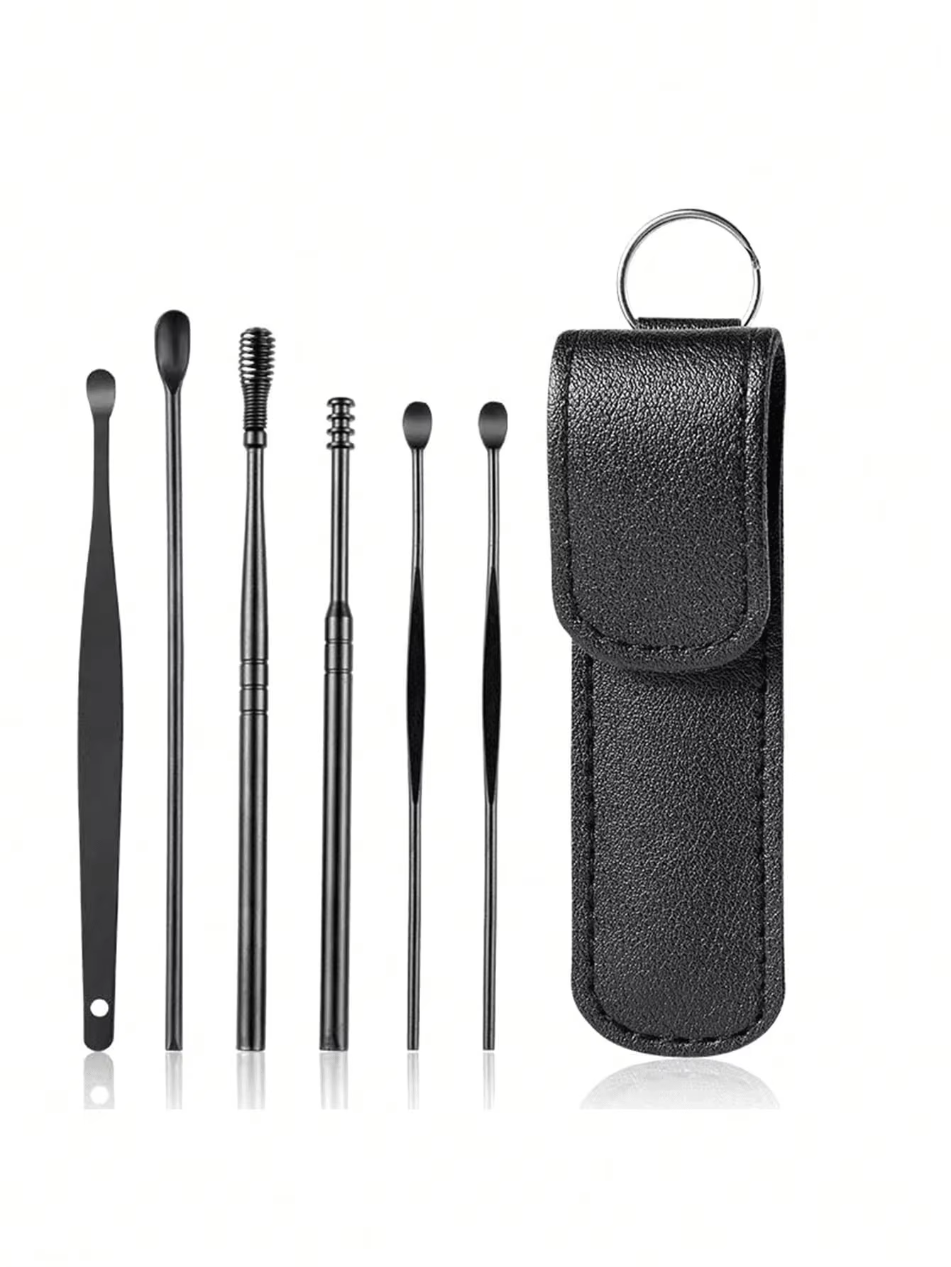 Ohrenreinigungswerkzeug, Ohrstöpsel-Set aus Edelstahl und 1 Aufbewahrungstasche, Werkzeug zum Entfernen von Ohrenschmalz