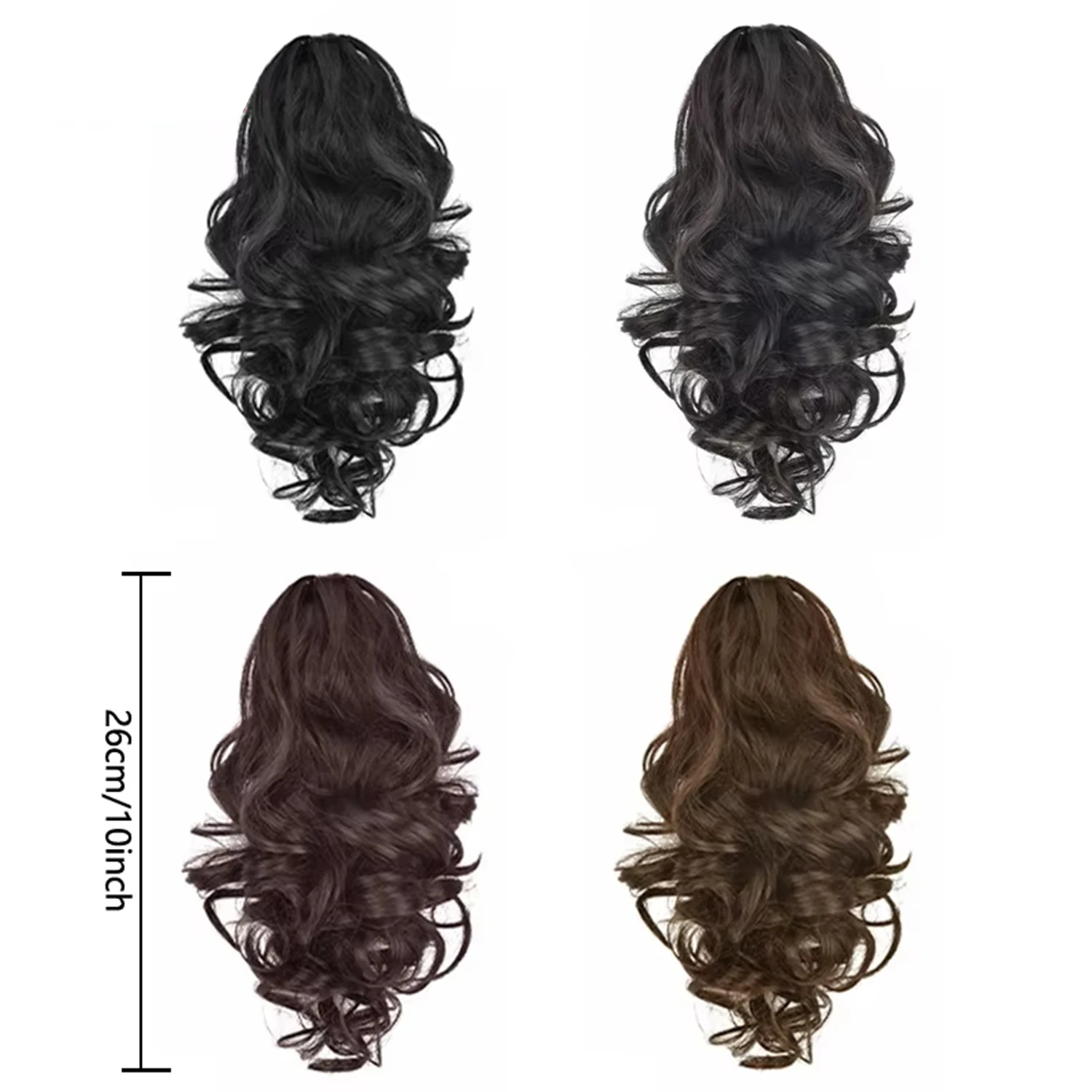 10 Zoll synthetische kurze gewellte lockige Pferdeschwanz Klaue Clip-in-Haarverlängerung braun blond schwarz Haarteil für Frauen