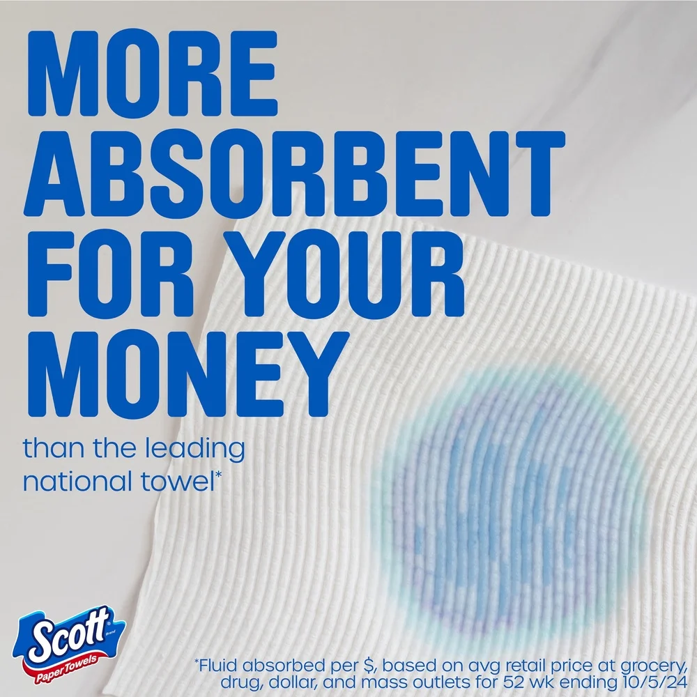 Paper Towels Choose-A-Sheet 6 Double Rolls Lint-Free Absorbent Disposable Sheets FSC Certified Perforated Kitchen Cleaning
