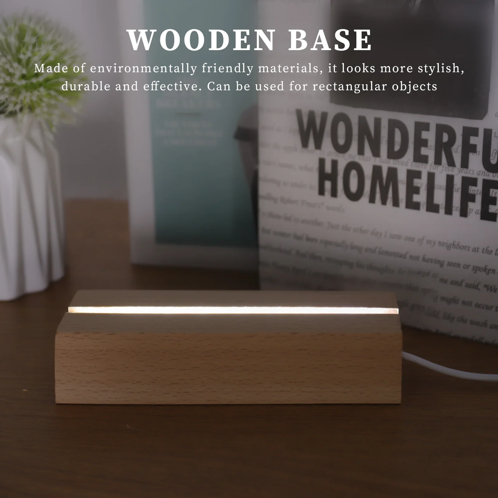 LED Holz Display Basis Rechteck USB Lichtst änder für Kristallglas Harz Kunst Ornament Holz Nacht lampen sockel LED Lichtst änder