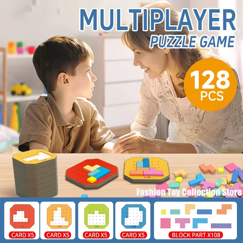 128Pcs Shape Matching Board Game-Interactive Parent-Youngsters Logic Training Toy,Ideal for Christmas and Birthday Gifts