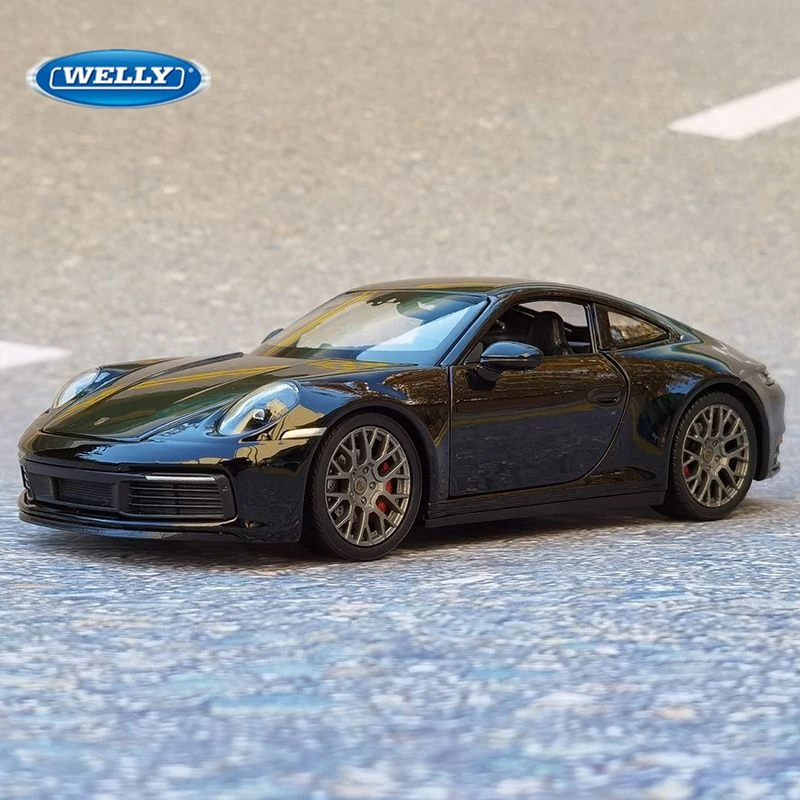 Модель спортивного автомобиля Welly 1:24 Porsche 911 Carrera, модель литая металлическая игрушечная машинка, модель высокой симуляции, подарок для детей