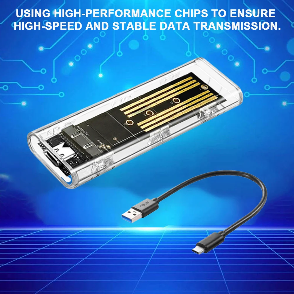 Прозрачный внешний жесткий диск M.2 NGFF SATA, USB 3,1 Type C, 10 Гбит/с