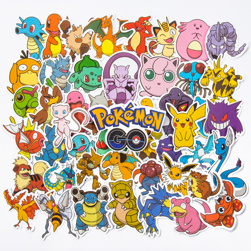 50pcs Pokemon Anime Stickers Waterproof Laptop Skin  Cute Phone Case DIY Sticker Pack Kawaii Packaging Journaling Stationery