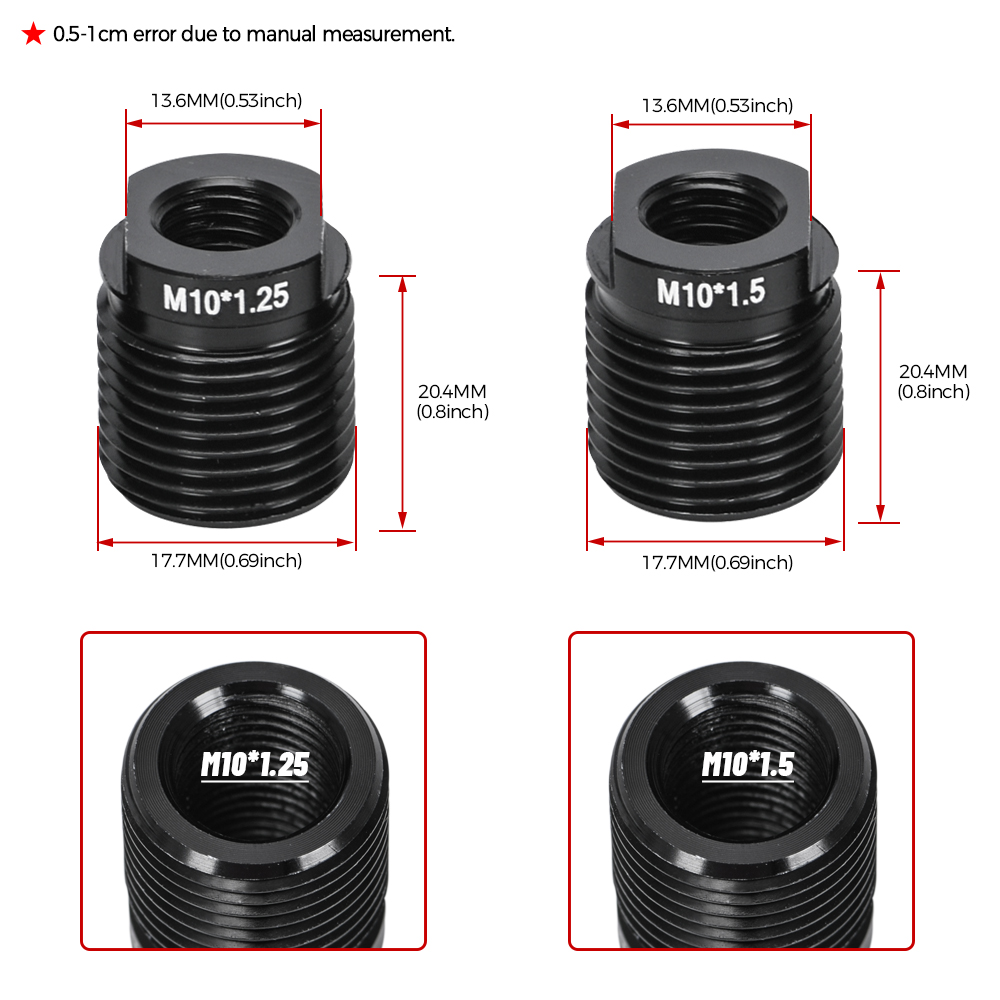 Aluminium Pookknop Adapter Met binnendraad M8x1.25/M10x1.25/M10x1.5/M12x1.25/M14x1.5 Pookknop Accessoires