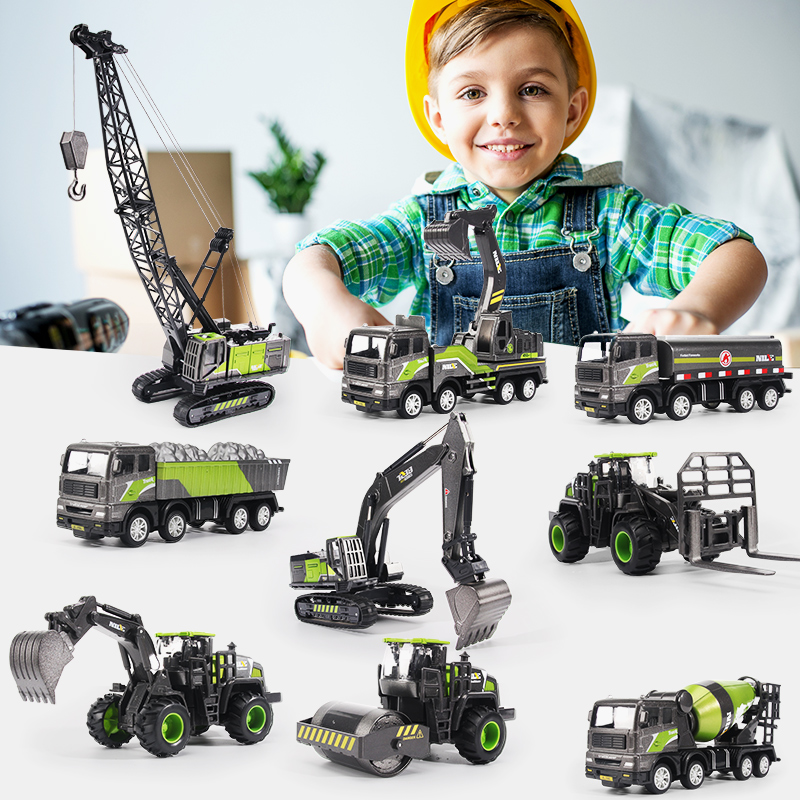 1/50 Modellauto Bulldozer LKW Bagger Kran Gabelstapler Bautechnik Fahrzeug Spielzeug für Jungen Kinder Lernspielzeug