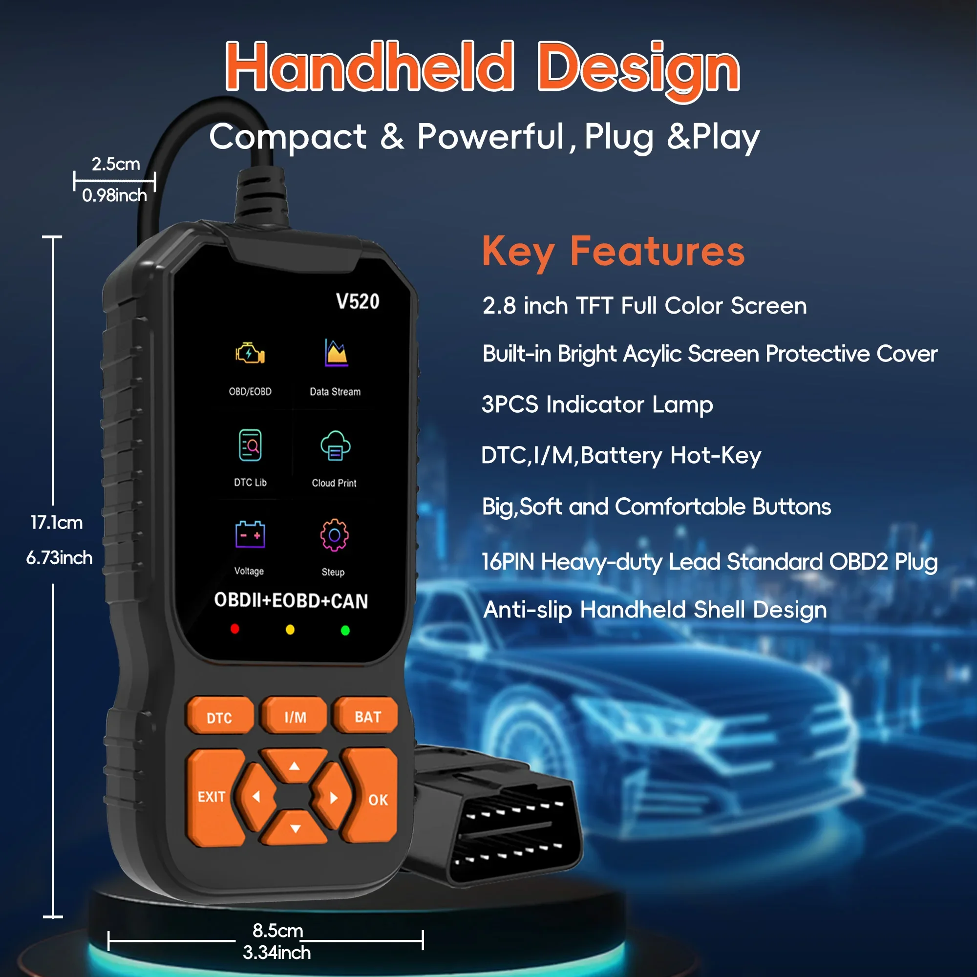 Leitor de código profissional v520 multi-idioma automotivo obd2 scanner ferramenta de diagnóstico dados em tempo real obd2 detector de erro de falhas