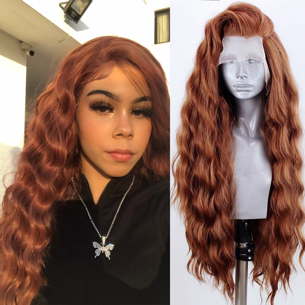 Aimeya peruca dianteira de renda sintética para mulheres, linha fina natural, cabelo sintético, peruca longa marrom, pré-selecionado, cosplay, mulher