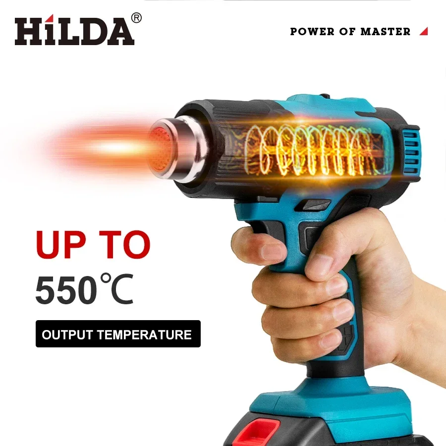 HILDA 21V Pistola ad aria calda portatile Temperatura ricaricabile senza fili per pistola termica elettrica a batteria Makita con ugelli